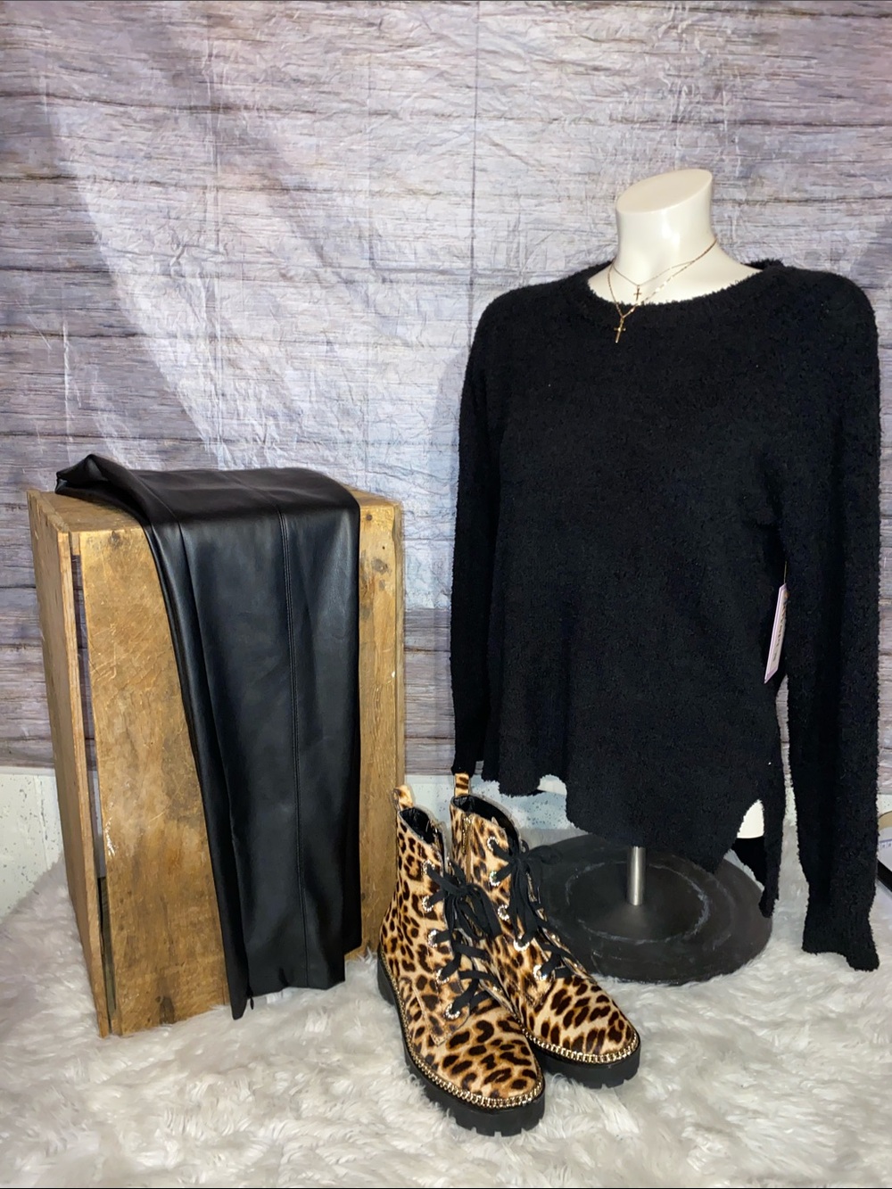 Joyspun Cozy Black Crewneck Sweater Women's Soft Knit